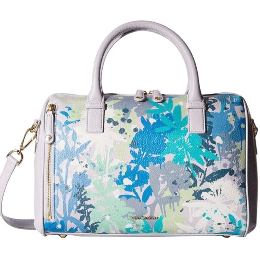 Vera Bradley Camofloral Gray Mario Satchel New With Tags - Picture 1 of 8